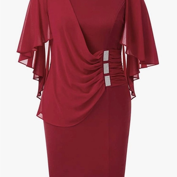 ๐ HP ๐ Hanna Nikole Maroon Pencil Style Cocktail Dress - Picture 6 of 10